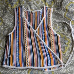 ⭐ecoté rainbow wrap knit sweater crop top⭐